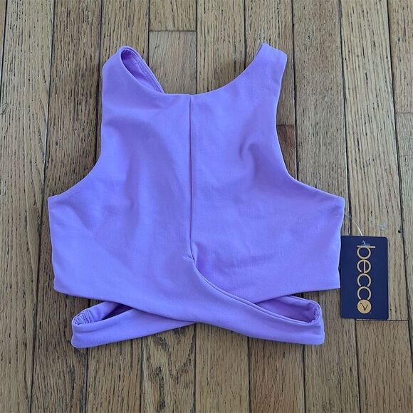 Becco Tops - Becco Women's XS Purple High Neck Crop Tank Top Racerback